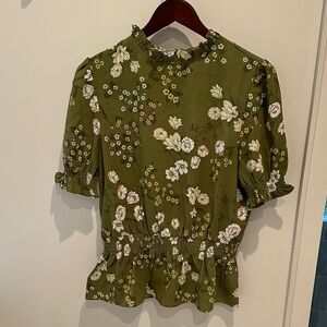 Sugarlips Olive Floral Blouse